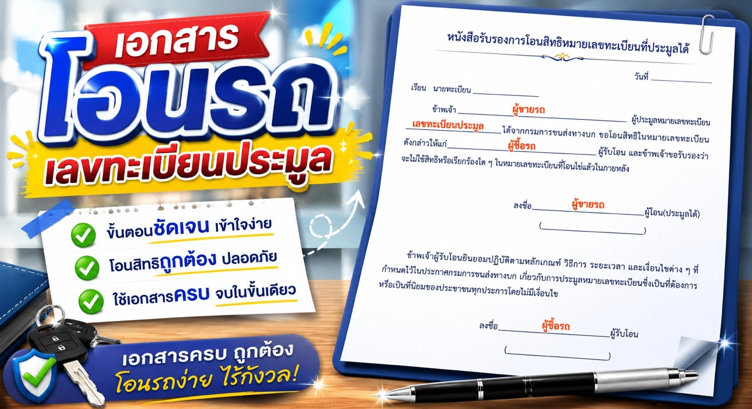 หนังสือรับรองการโอนสิทธิ์หมายเลขทะเบียนที่ประมูลได้